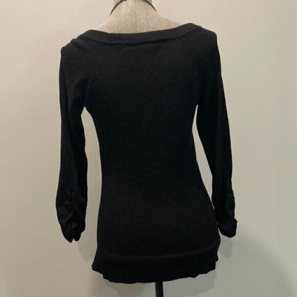 BLACK Ruched Knit Long Sleeve Sweater 89th & Madison​ - Picture 11 of 14